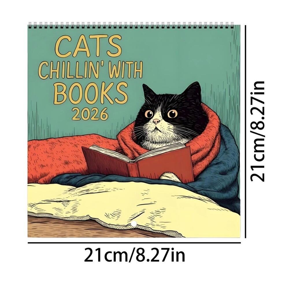 2026 Cats Chillin’ with Books Wall Calendar Cat-Themed Planner